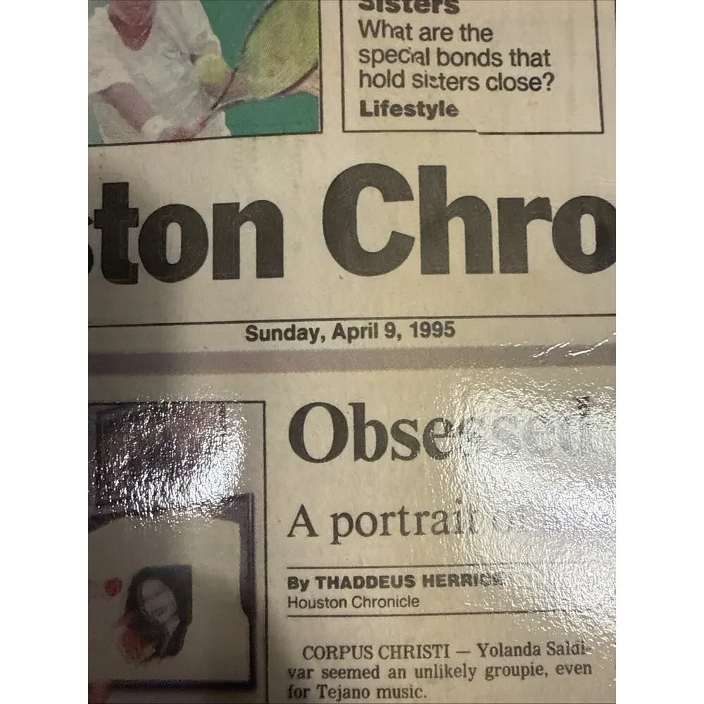 RARE Selena Quintanilla April 9, 1995 Houston Chronicle Newspaper Memorial